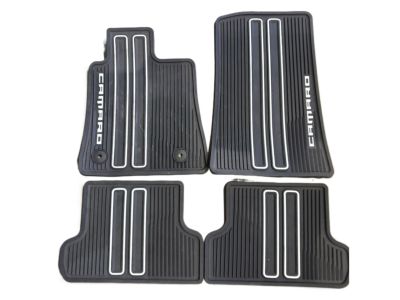 GM First- and Second-Row Premium All-Weather Floor Mats in Jet Black with Camaro Script 23412245
