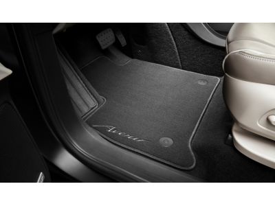 GM First-, Second- and Third-Row Carpeted Floor Mats in Ebony with Avenir Script 85136050