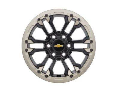 GM 18x8-Inch 12-Spoke Beadlock Capable Wheel in Low Gloss Black with Oxide Gold Ring 85628902