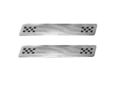 GM Door Sill Plates,Note:Corvette Script Logo,Competition Gray 17802223