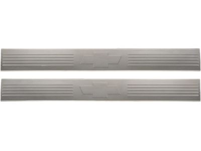 GM Front Door Sill Plates in Stainless Steel with Bowtie Logo 17802518