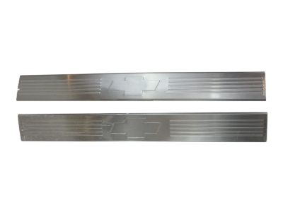 GM Front Door Sill Plates in Stainless Steel with Bowtie Logo 17802518