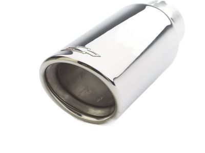 GM 5.3L Polished Stainless Steel Angle-Cut Dual-Wall Exhaust Tip with Bowtie Logo 22799814