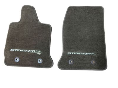 GM Front Carpeted Floor Mats in Brownstone with Mojave Stitching and Stingray Logo 22801664