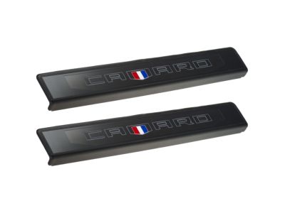 GM Illuminated Front Door Sill Plates in Stainless Steel with Camaro Logo 84127637