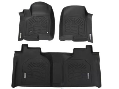 GM First-Row Interlocking Premium All-Weather Floor Liners in Very Dark Atmosphere with Chevrolet Script (for models without Center Console) 84333607