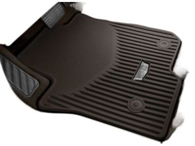 GM First-Row Premium All-Weather Floor Mats in Very Dark Atmosphere with Cadillac Logo 84725287