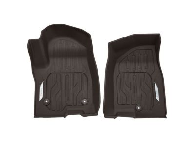 GM First-Row Premium All-Weather Floor Liners in Very Dark Atmosphere with Chrome GMC Logo 84776602