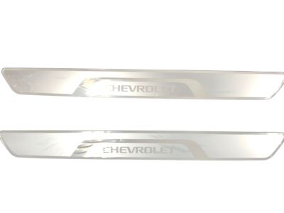 GM Front Door Sill Plates in Stainless Steel with Chevrolet Script 95954000