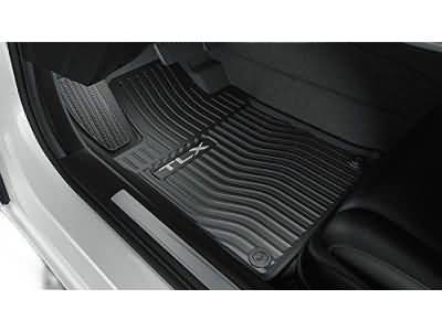 GM First-Row Premium All-Weather Floor Liners in Jet Black with Bowtie Logo 26406219