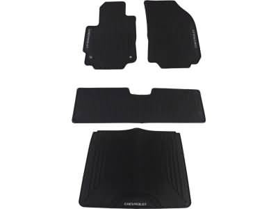 GM First-Row Premium All-Weather Floor Liners in Jet Black with Bowtie Logo 26406219