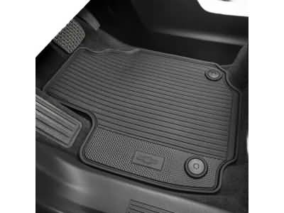 GM First-Row Premium All-Weather Floor Liners in Jet Black with Bowtie Logo 26406219