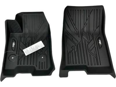 GM First-Row Premium All-Weather Floor Liners in Jet Black with Bison Logo 85654734