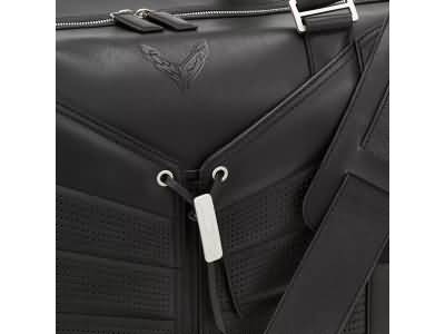 GM Two-Piece Premium Leather Travel Bag Set in Jet Black with Crossed Flags Logo 87850650