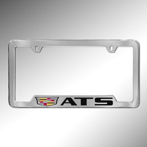 GM License Plate Frame by Baron & Baron in Chrome with Colored Cadillac Logo and ATS Script 19330364