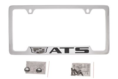 GM License Plate Frame by Baron & Baron in Chrome with Colored Cadillac Logo and ATS Script 19330364