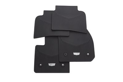 GM First-and Second-Row Premium All-Weather Floor Mats in Jet Black with Cadillac Logo 84119592