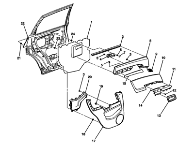 GM 20996502 Trim Assembly, Rear Side Door *Jet Black