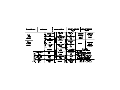 GM 92171570 Label, Relay & Fuse Block Identify