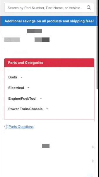 What if I do not see the part I am looking for in the categories I have searched through on mobile?